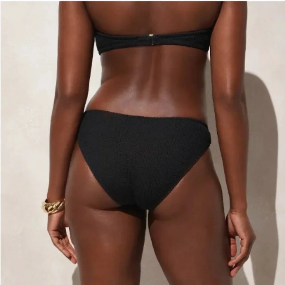 J. Crew Textured Bikini Bottom Black Hi-Rise Resortwear Size XXL NWT